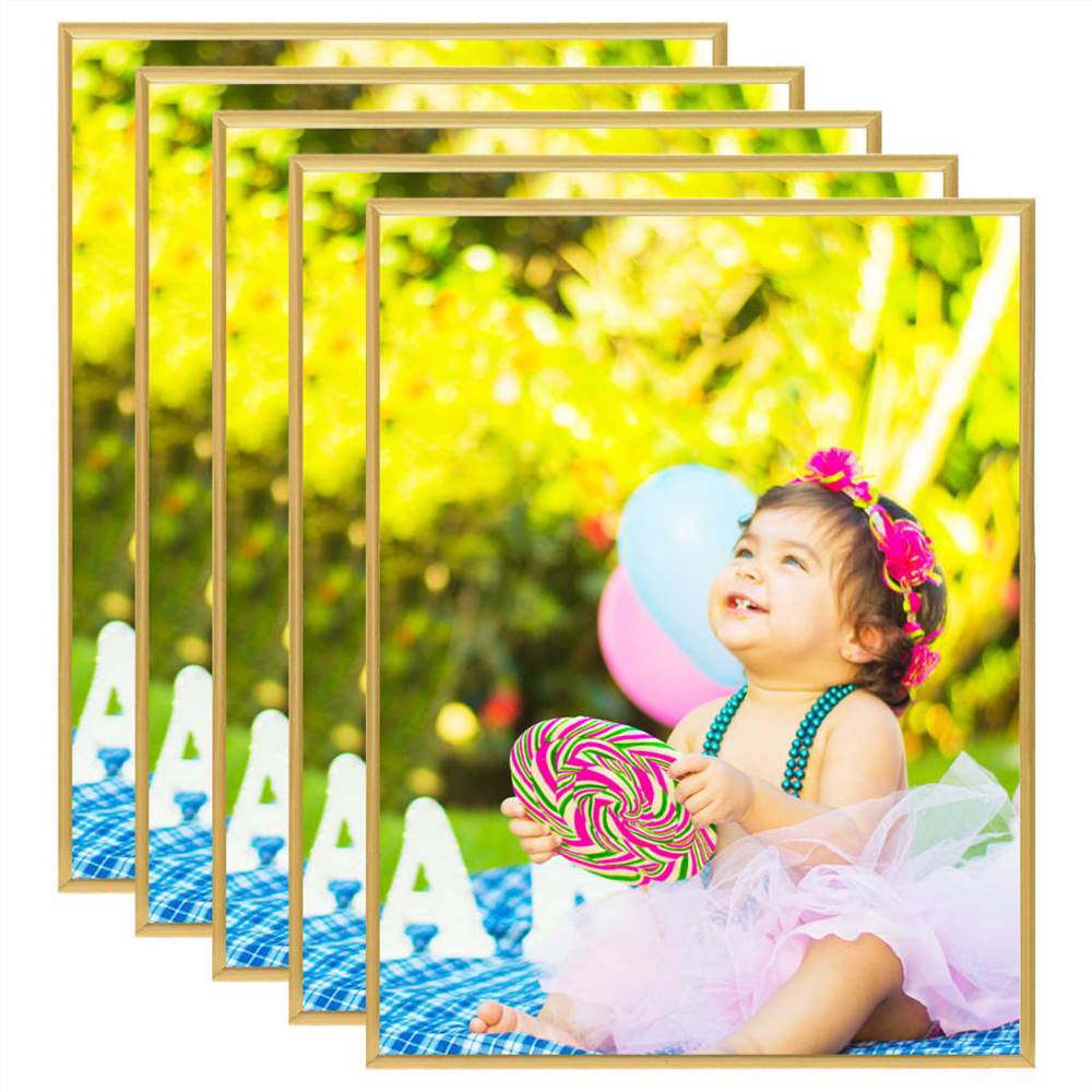 Photo Frames Collage 5 pcs for Wall or Table Gold 40x50 cm MDF