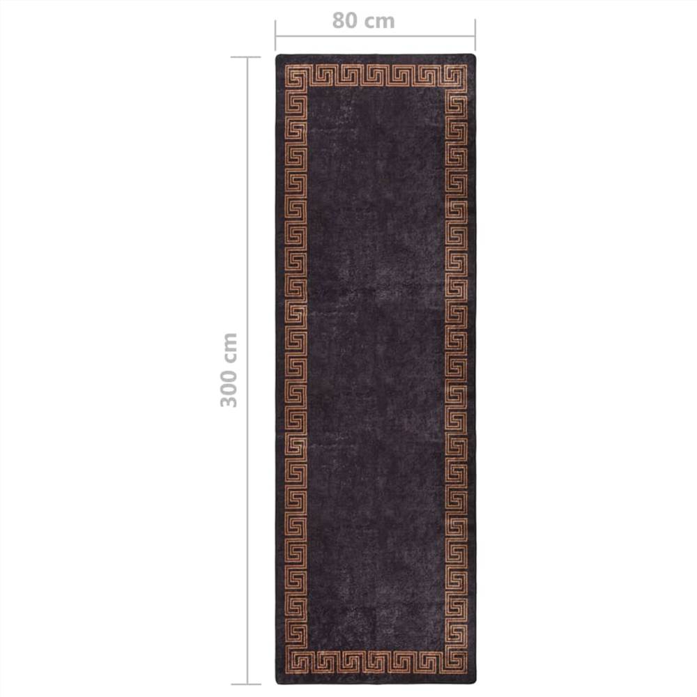 Rug Washable 80x300 cm Black and Gold Anti Slip