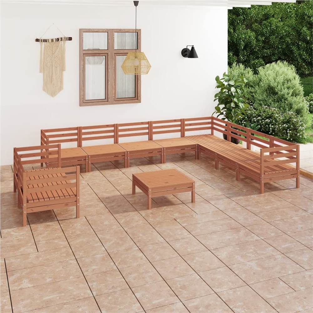 

11 Piece Garden Lounge Set Solid Pinewood Honey Brown
