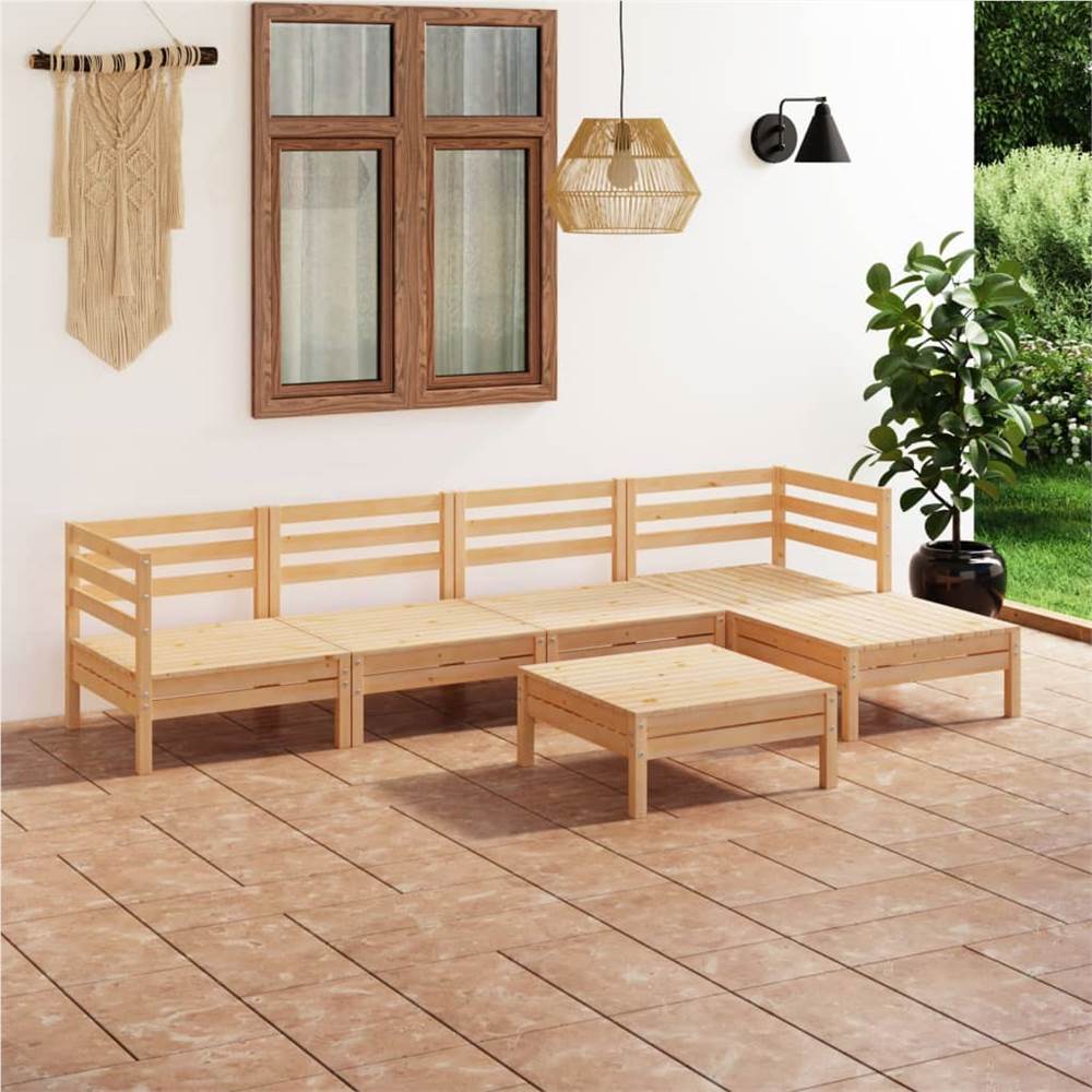 

6 Piece Garden Lounge Set Solid Pinewood