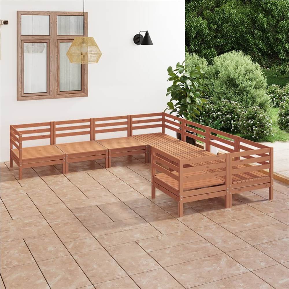 

8 Piece Garden Lounge Set Solid Pinewood Honey Brown