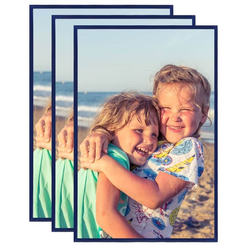 

Photo Frames Collage 3 pcs for Wall or Table Blue 59.4x84cm MDF