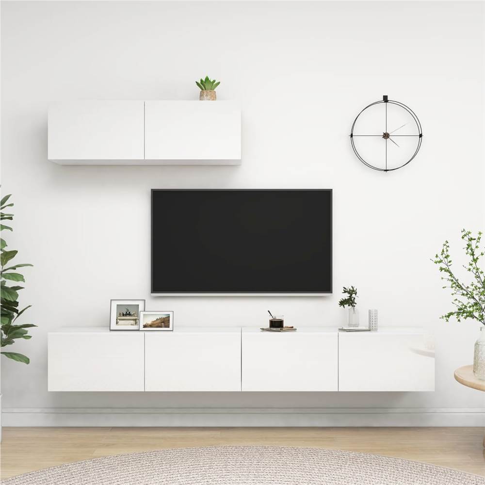 

TV Cabinets 3 pcs High Gloss White Chipboard