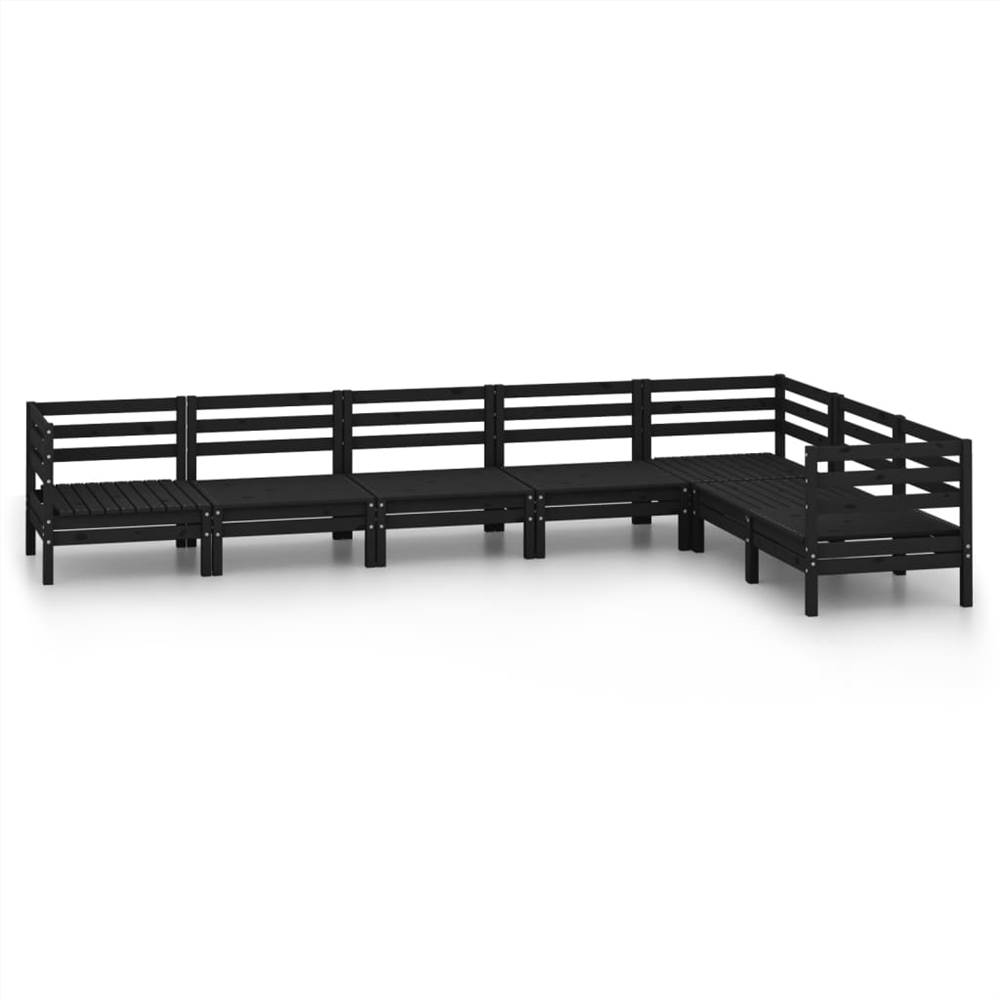 

7 Piece Garden Lounge Set Solid Pinewood Black