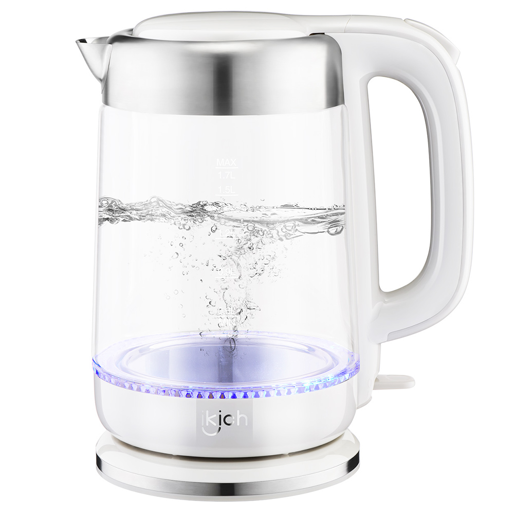 

Hommak iKich Eco Glass Cordless Electric Kettle Water Kettle Tea Kettle 1.7L Large Capacity 304 Stainless Steel with Blue LED Illuminated Fast Boil Energy Saving Overheating and Boil-dry Protection Low Noise - Gray