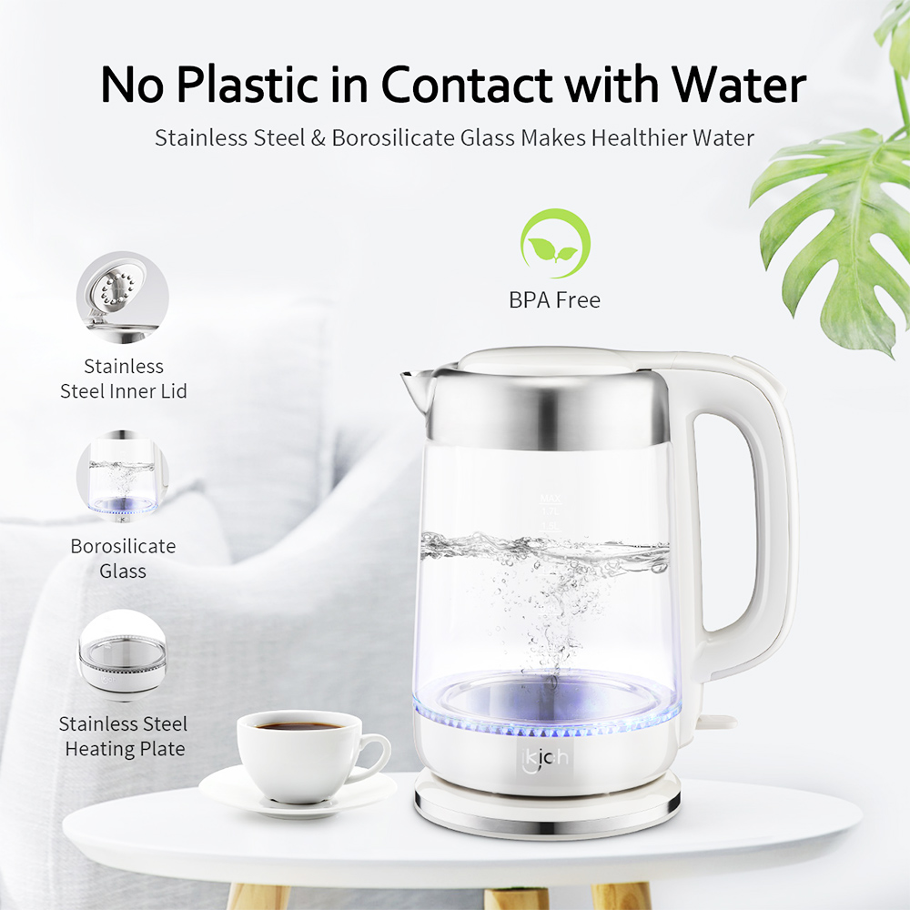Hommak iKich Eco Glass Electric Kettle 1.7L Cordless Water kettle
