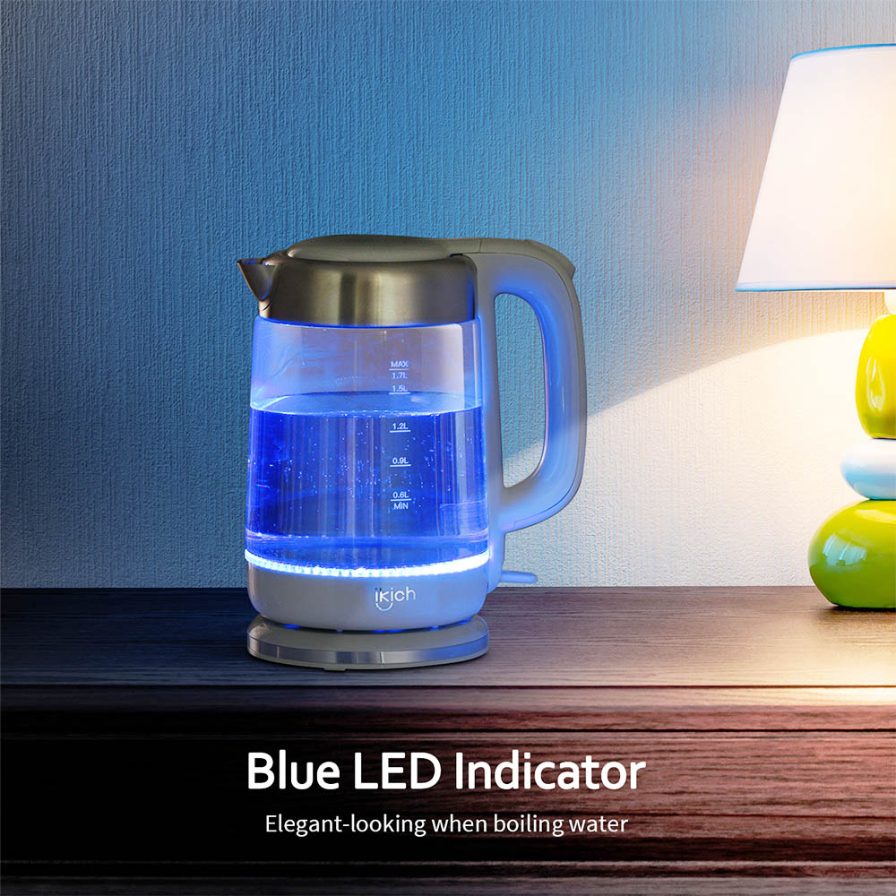 Hommak iKich Eco Glass Electric Kettle 1.7L Cordless Water kettle