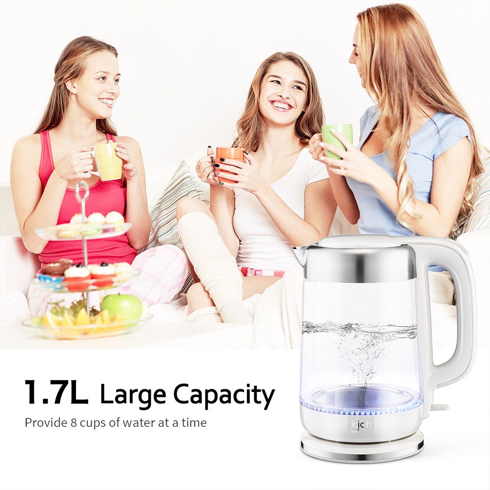 Hommak iKich Eco Glass Electric Kettle 1.7L Cordless Water kettle