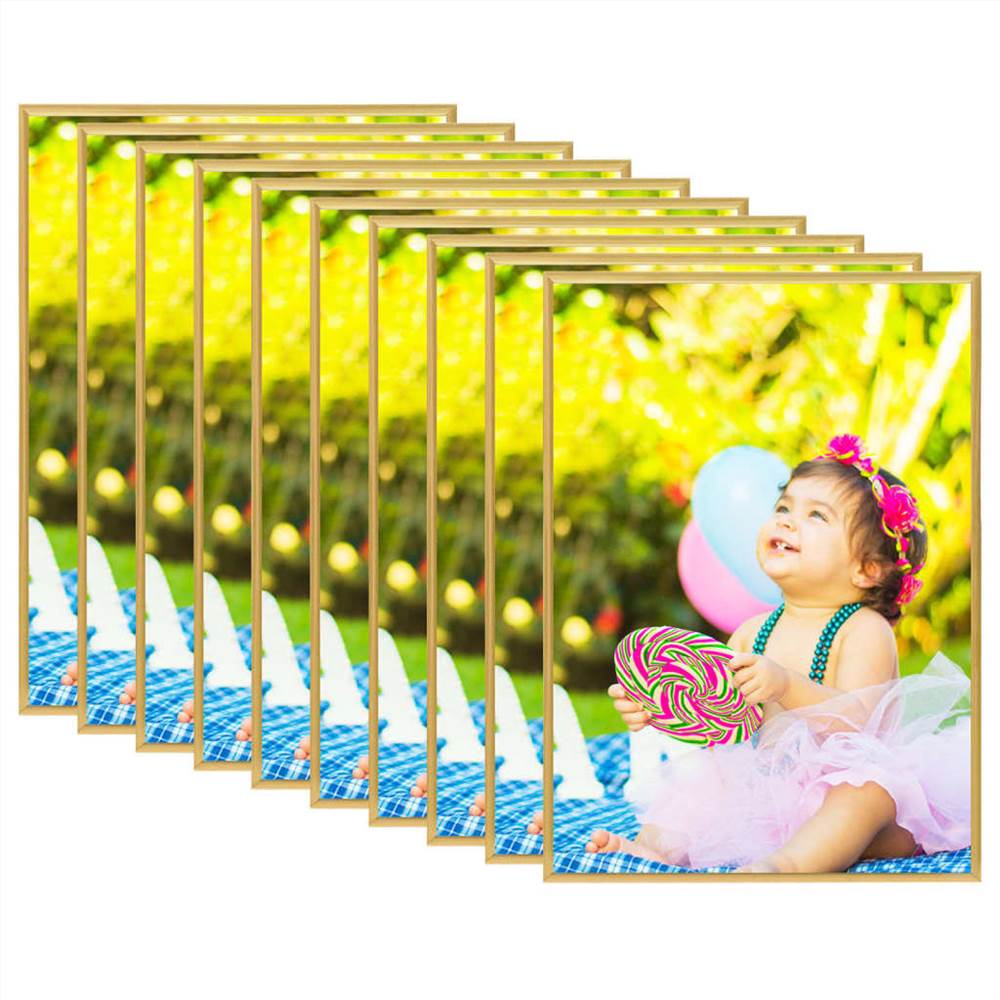 

Photo Frames Collage 10 pcs for Wall or Table Gold 15x21cm MDF
