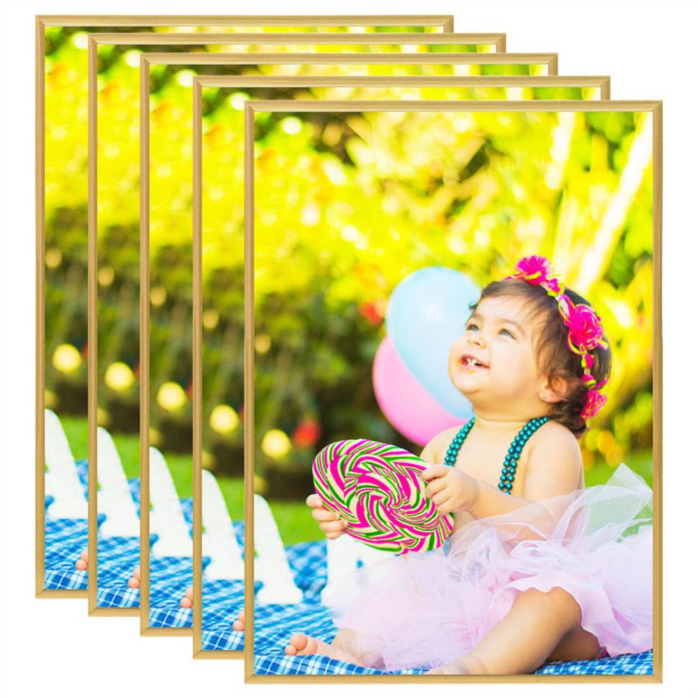 

Photo Frames Collage 5 pcs for Wall or Table Gold 29.7x42cm MDF
