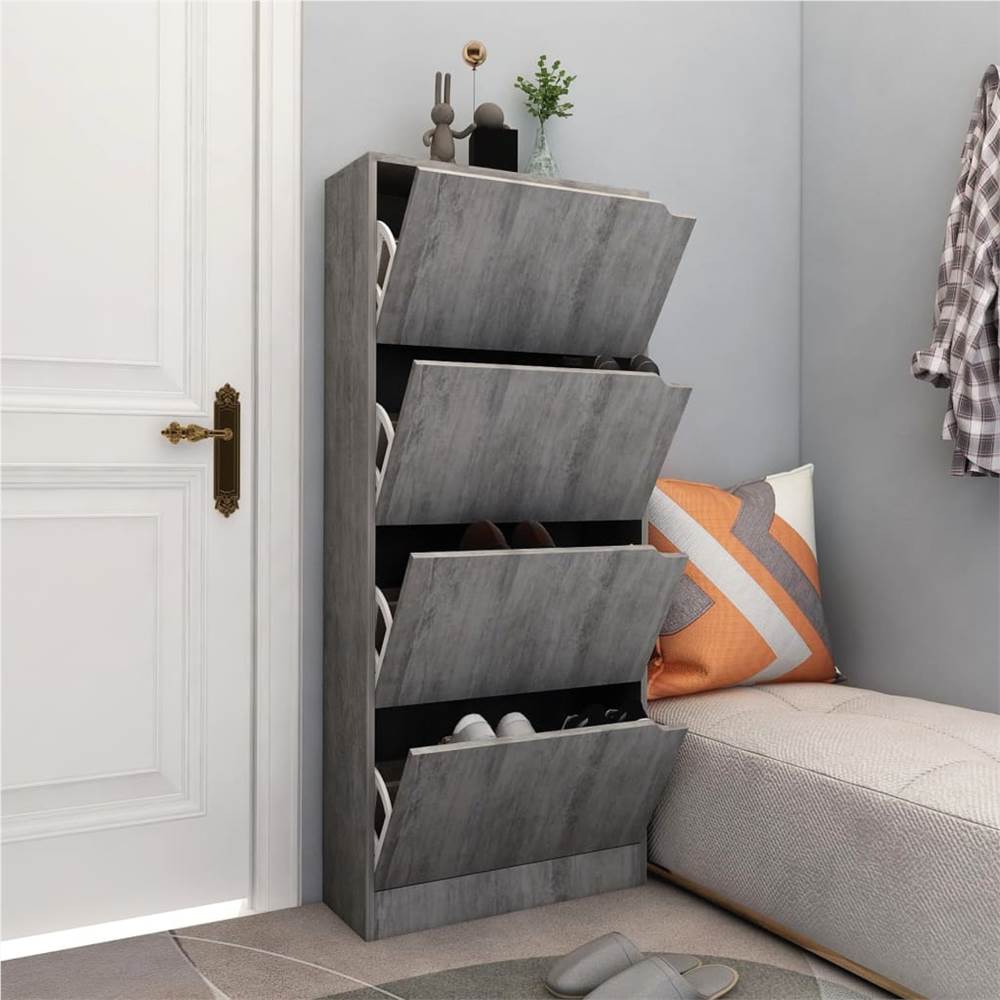 

Shoe Cabinet with 4 Doors Concrete 59x24x136 cm Chipboard