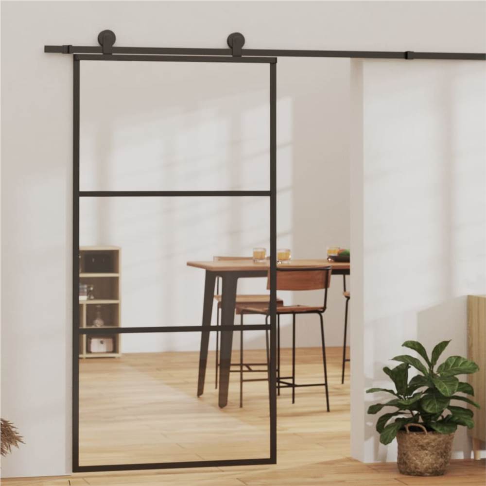 

Sliding Door ESG Glass and Aluminium 102x205 cm Black