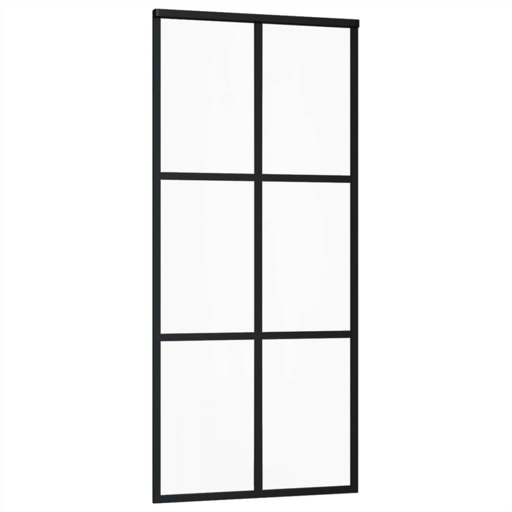 Sliding Door ESG Glass and Aluminium 90x205 cm Black