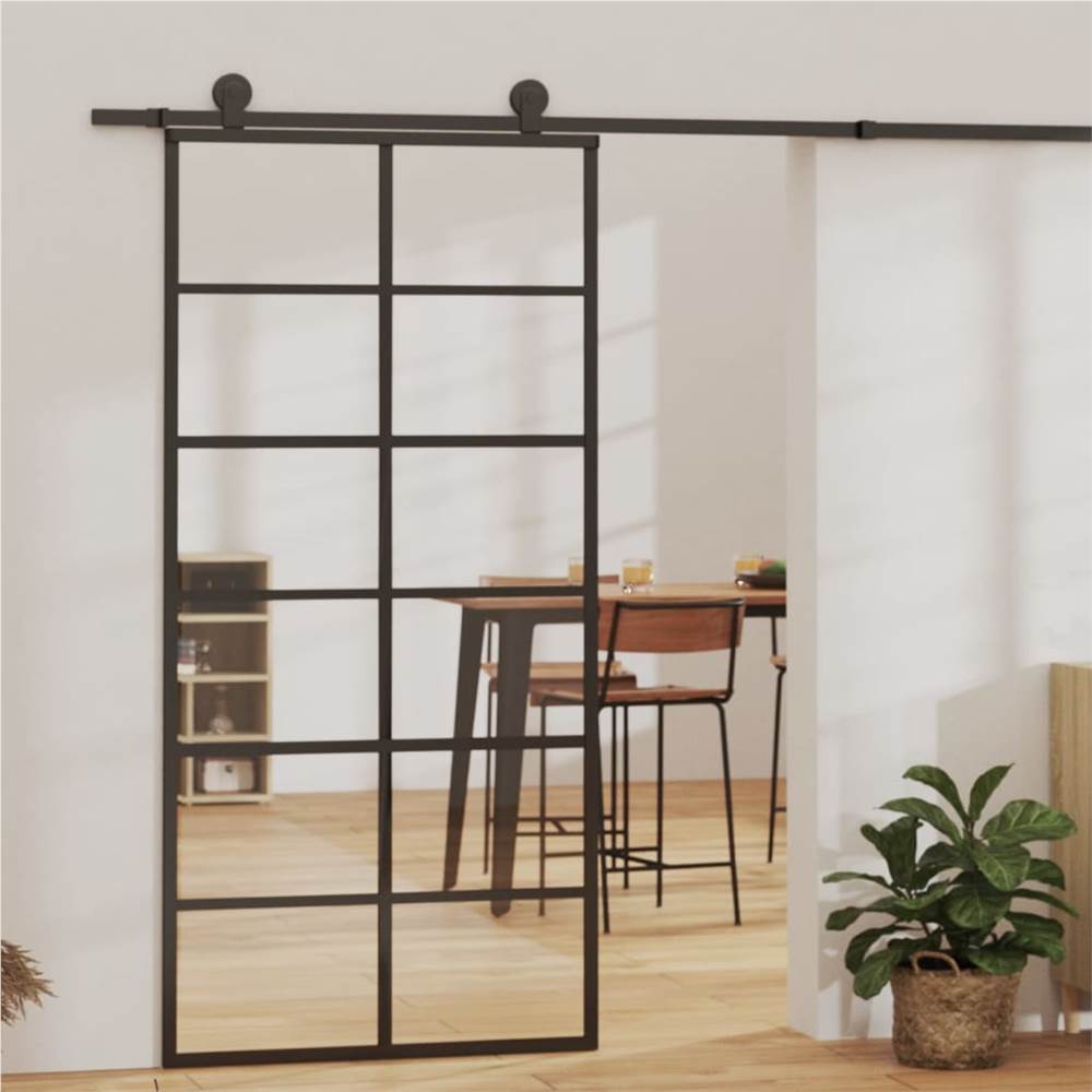

Sliding Door ESG Glass and Aluminium 90x205 cm Black