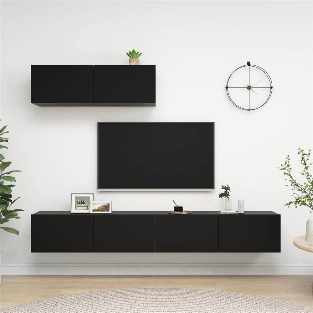 

TV Cabinets 3 pcs Black Chipboard