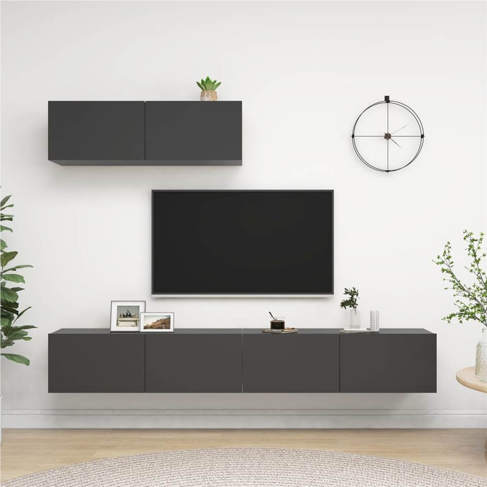 

TV Cabinets 3 pcs Grey Chipboard