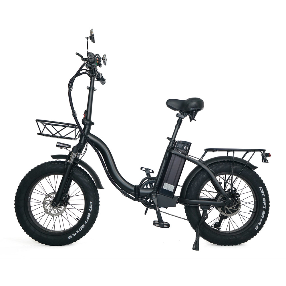 

CMACEWHEEL Y20 Electric Moped Bike 20 x 4.0 Fat Tires Five Speeds 750W Motor 15AH Battery Smart Display 70-100km Range in electric assist mode Spoke wheels with Rear-view Mirror and Turn Signal - Black