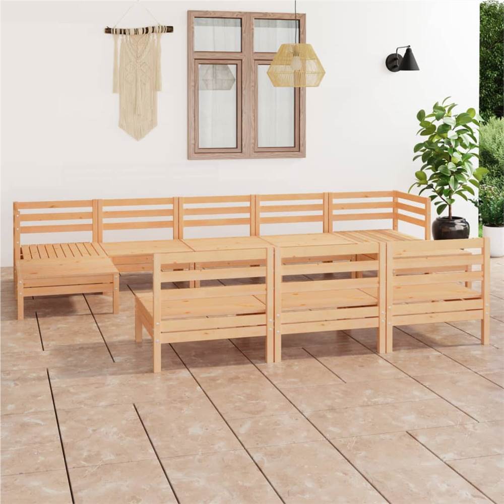 

10 Piece Garden Lounge Set Solid Pinewood