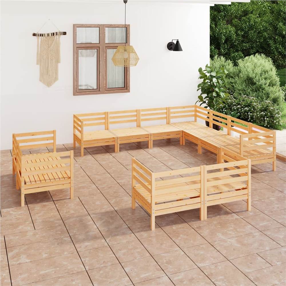 

11 Piece Garden Lounge Set Solid Pinewood
