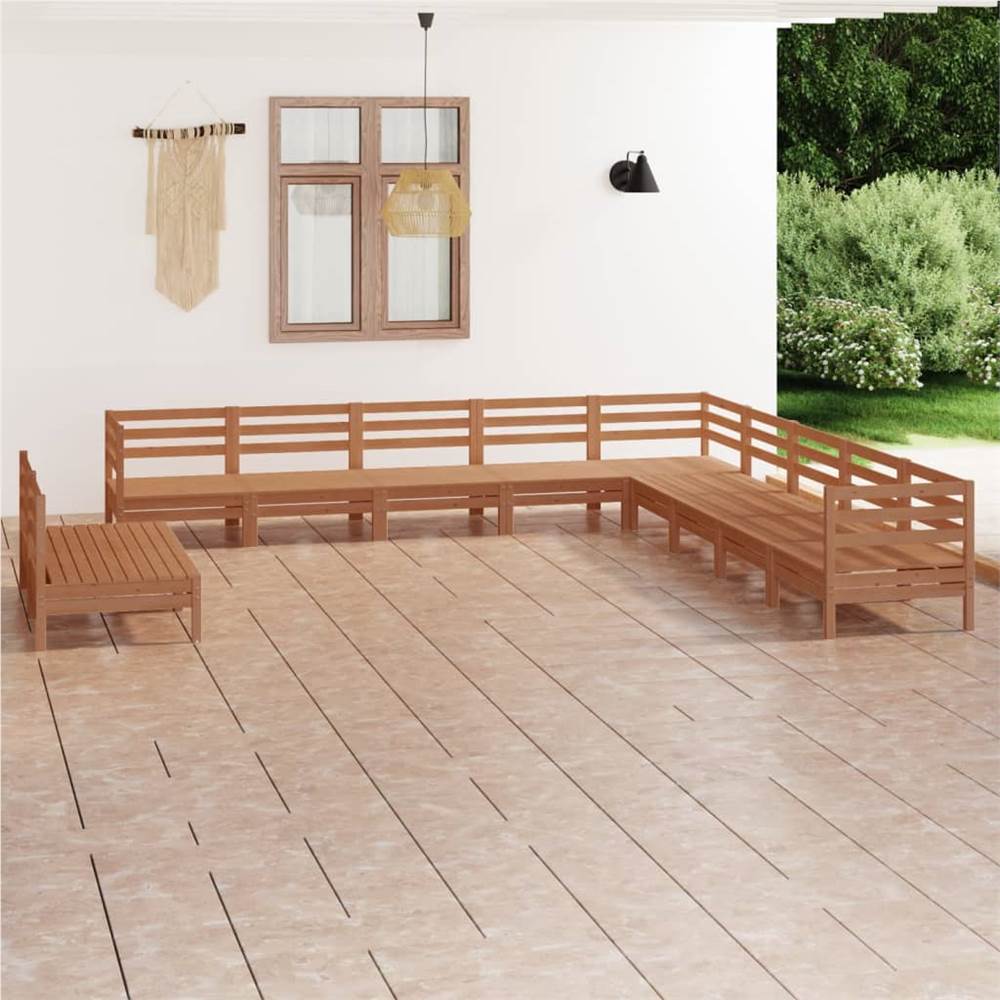 

11 Piece Garden Lounge Set Solid Pinewood Honey Brown