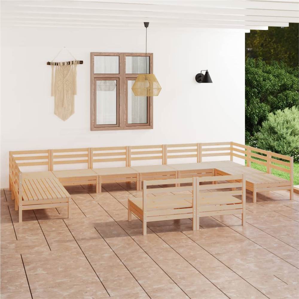 

12 Piece Garden Lounge Set Solid Pinewood