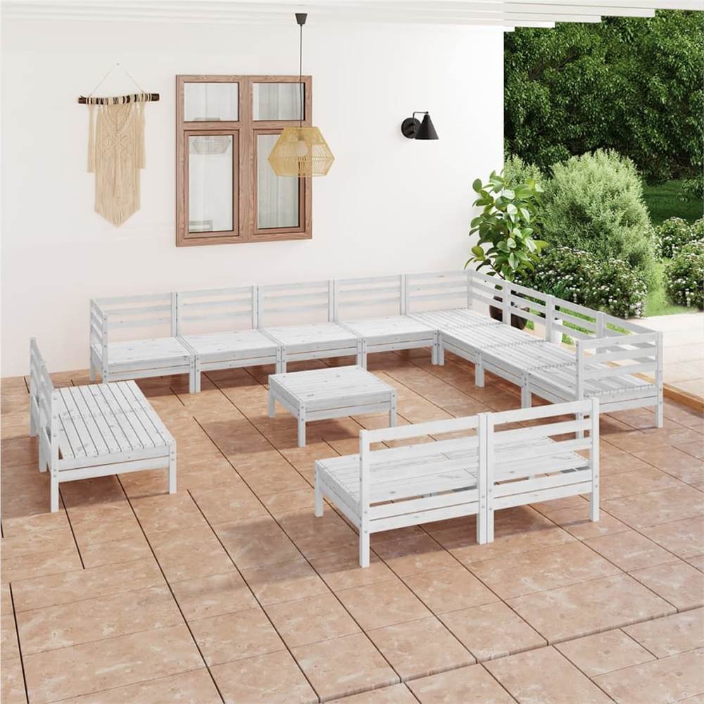 

13 Piece Garden Lounge Set Solid Pinewood White