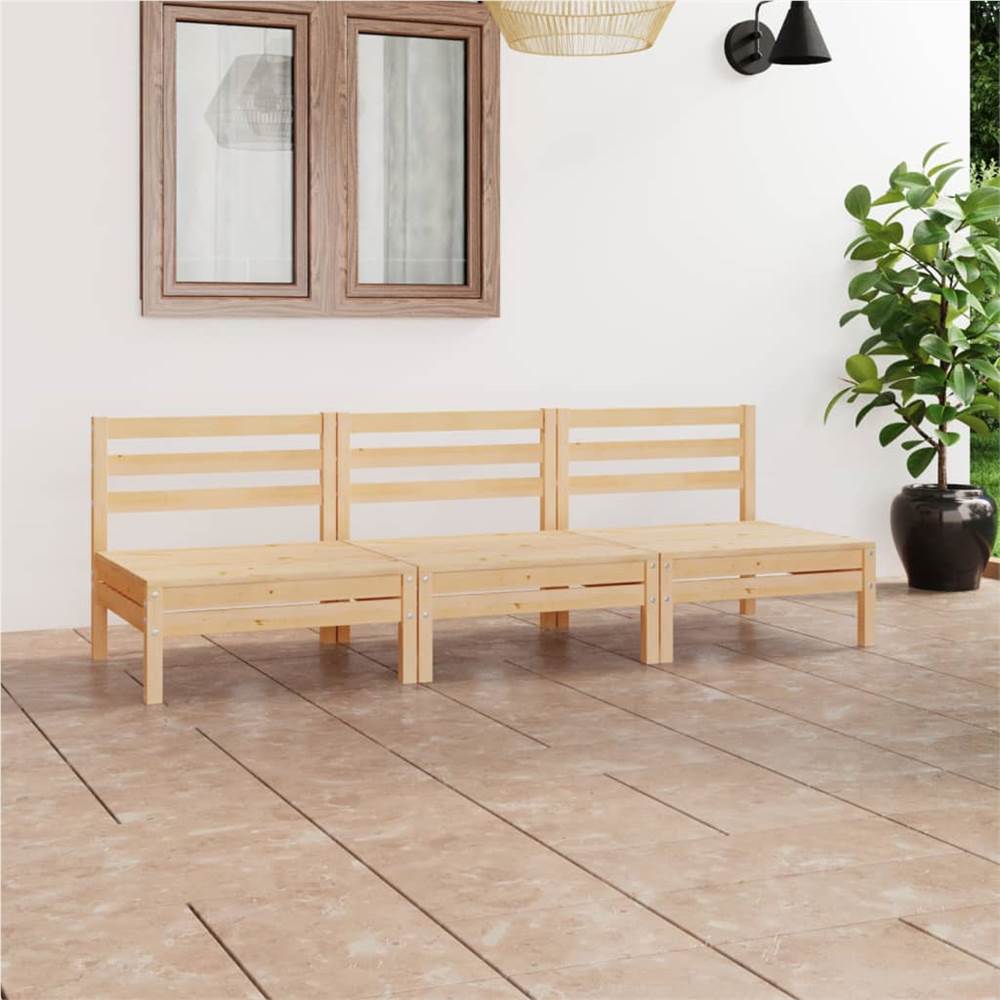 

3 Piece Garden Lounge Set Solid Pinewood