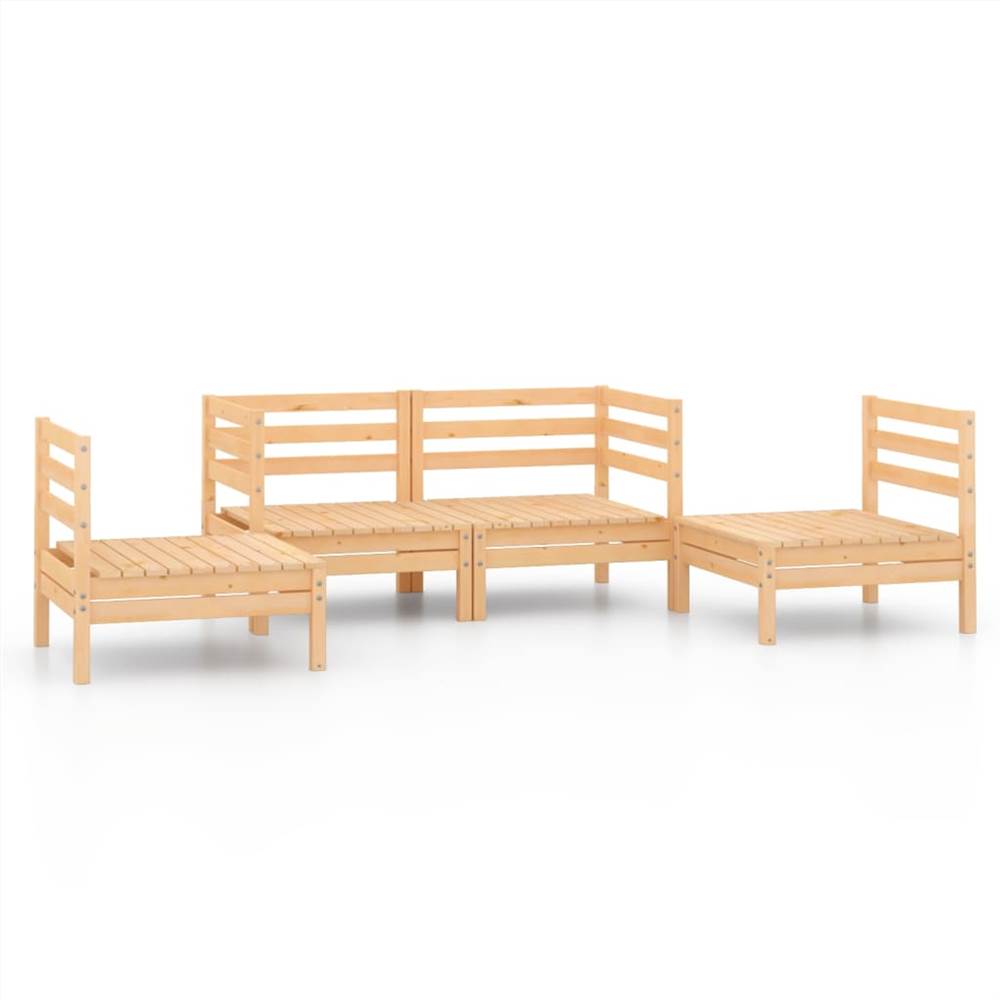 

4 Piece Garden Lounge Set Solid Pinewood