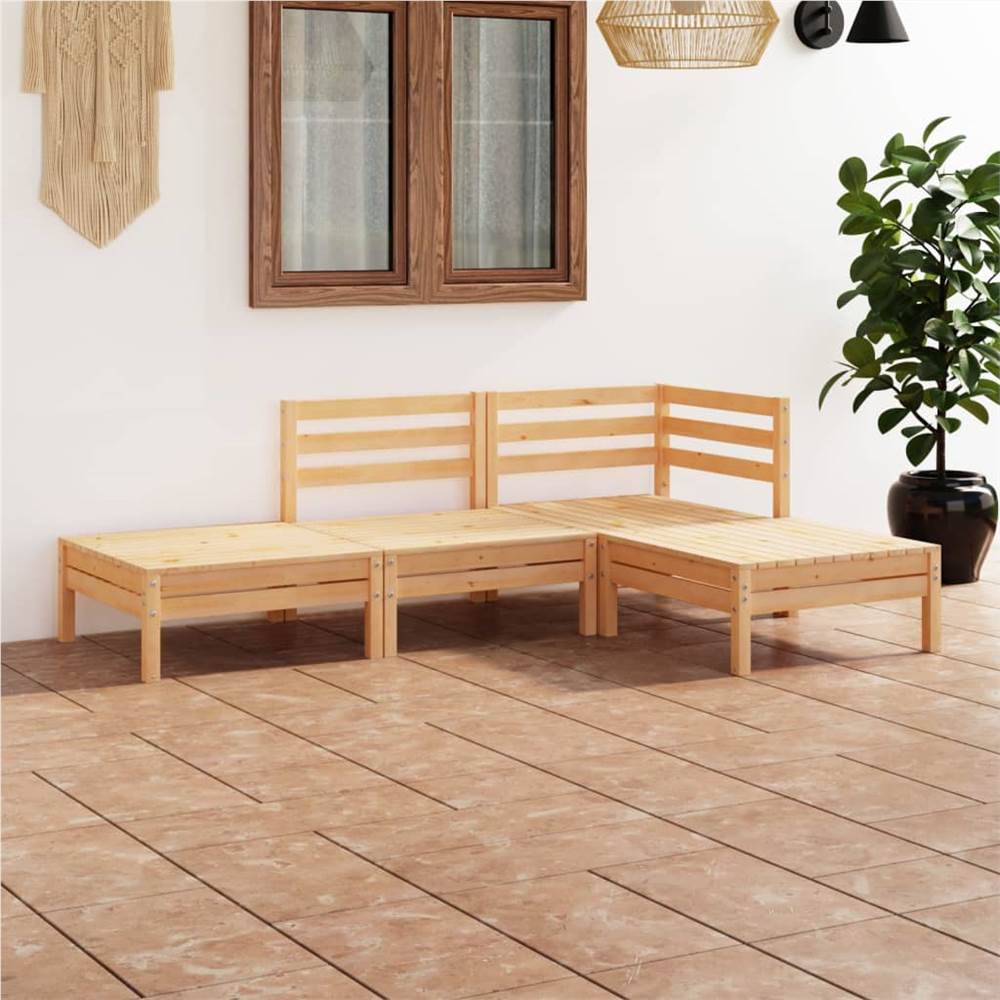 

4 Piece Garden Lounge Set Solid Pinewood