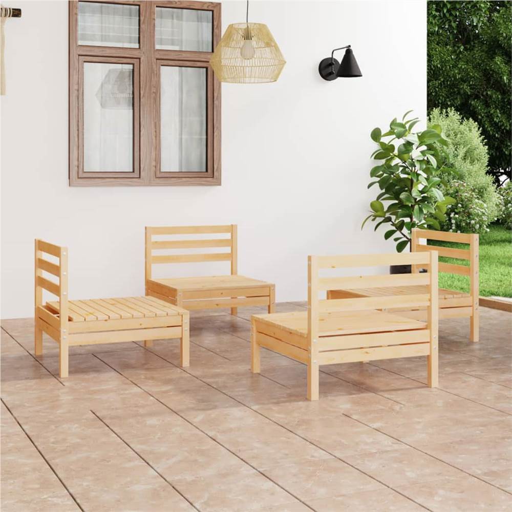 

4 Piece Garden Lounge Set Solid Pinewood