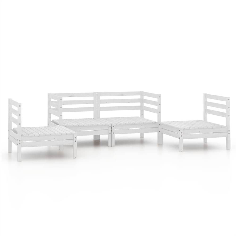 

4 Piece Garden Lounge Set White Solid Pinewood