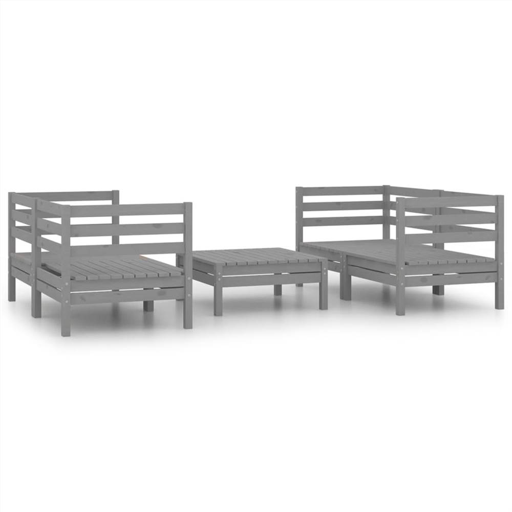 

5 Piece Garden Lounge Set Grey Solid Pinewood