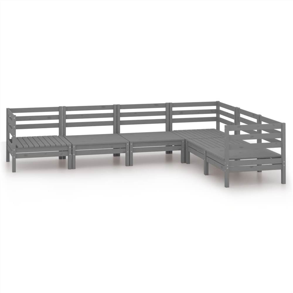 

6 Piece Garden Lounge Set Solid Pinewood Grey