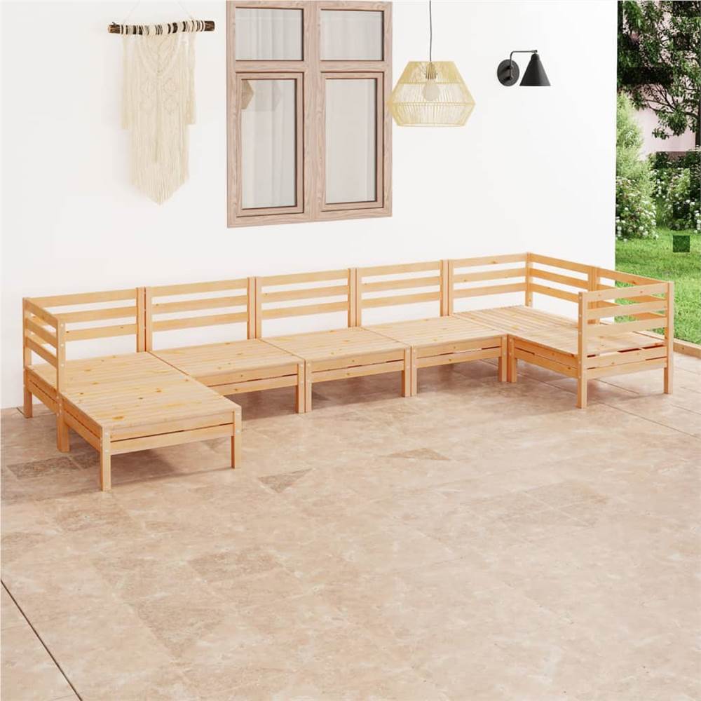 

7 Piece Garden Lounge Set Solid Pinewood