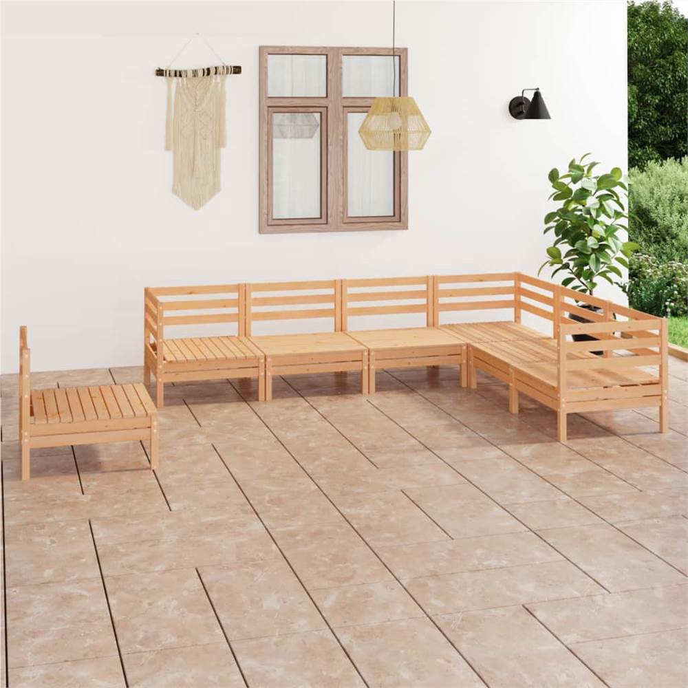

7 Piece Garden Lounge Set Solid Pinewood