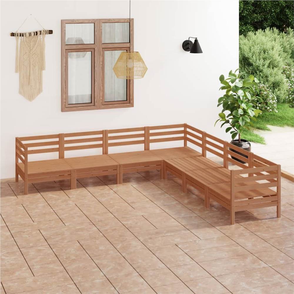 

7 Piece Garden Lounge Set Solid Pinewood Honey Brown