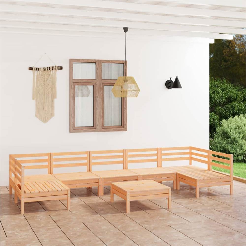 

8 Piece Garden Lounge Set Solid Pinewood
