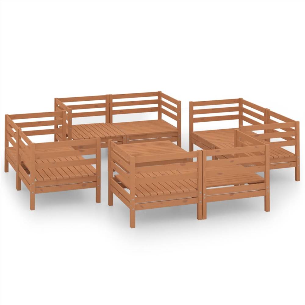 

9 Piece Garden Lounge Set Honey Brown Solid Pinewood