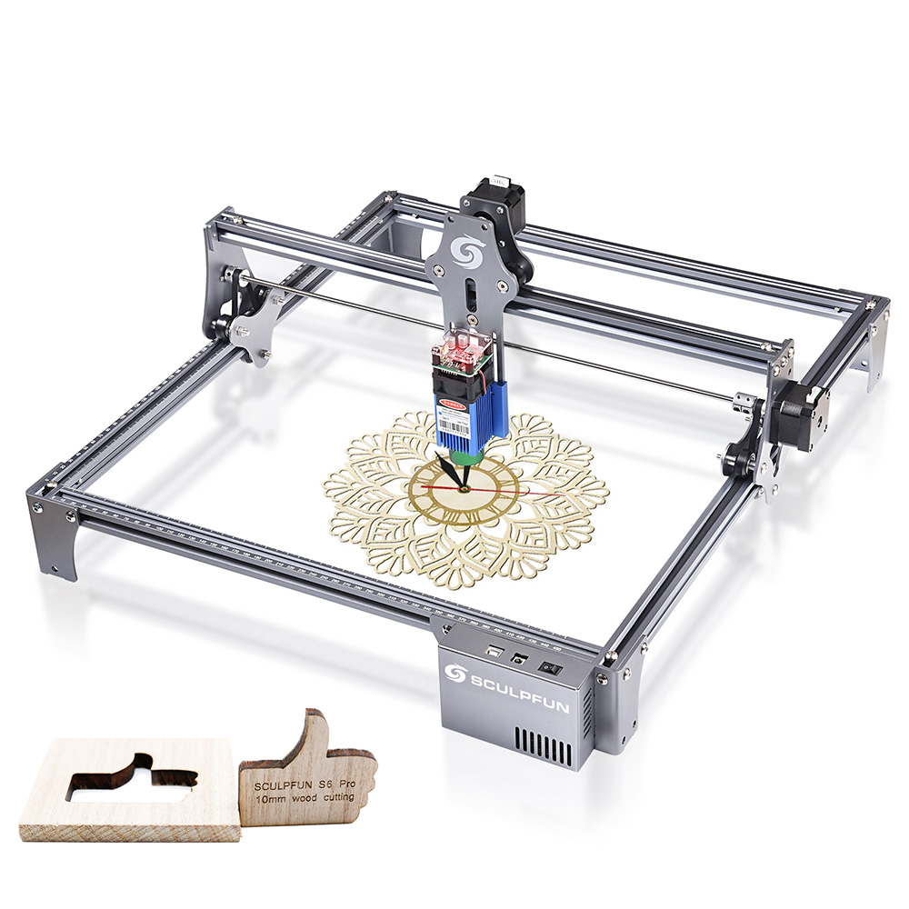 SCULPFUN S6 Pro 5.5W Laser Engraver, 0.15mm Compressed Spot, Diode Laser, 0.1mm High Precision, Fixed Focus, 410*420mm