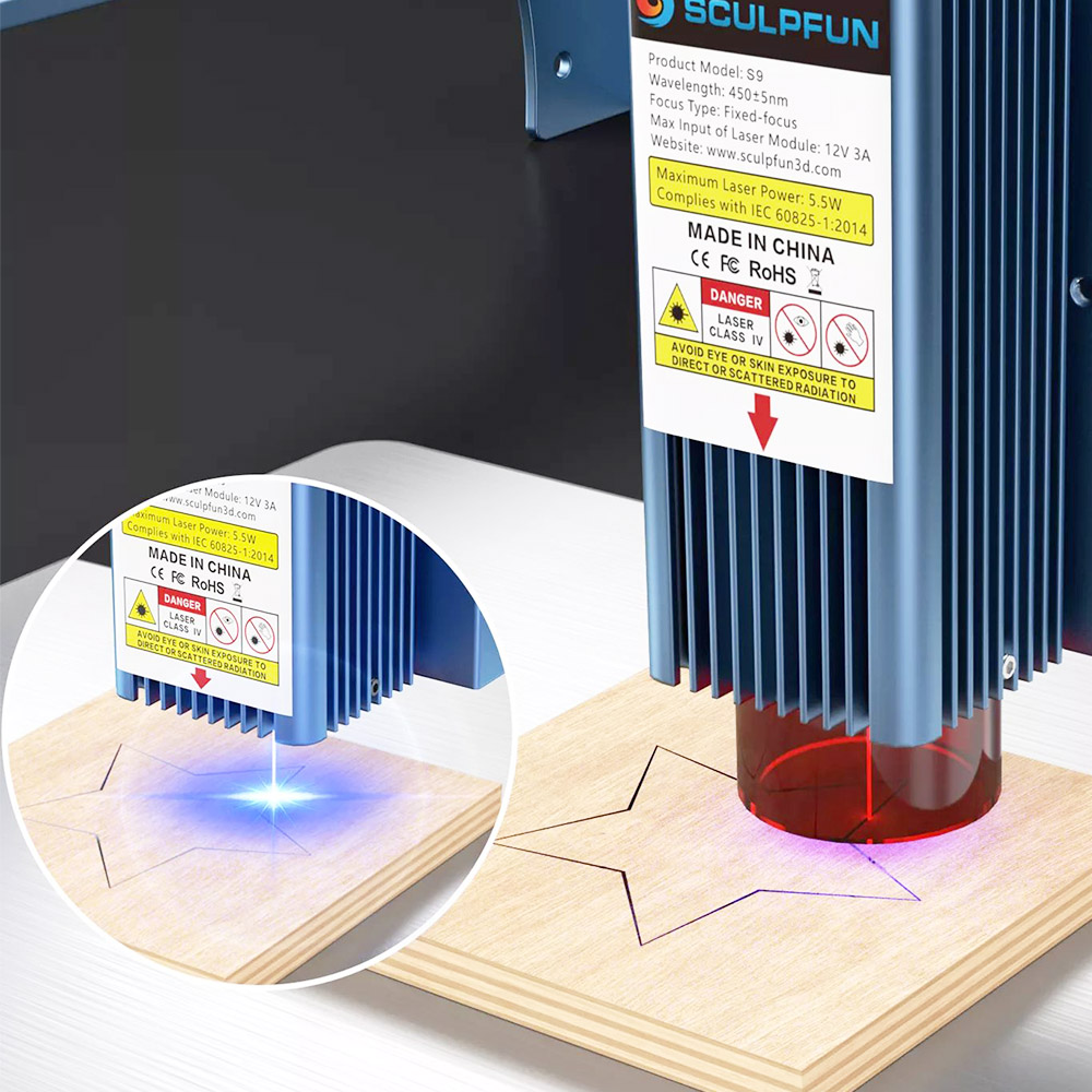 SCULPFUN IR-2 2W Infrared Laser Module, 1064nm Wavelength, 0.03mm Laser Spot, for S9 / S10 / S30 Series / S30 Ultra Series / SF-A9