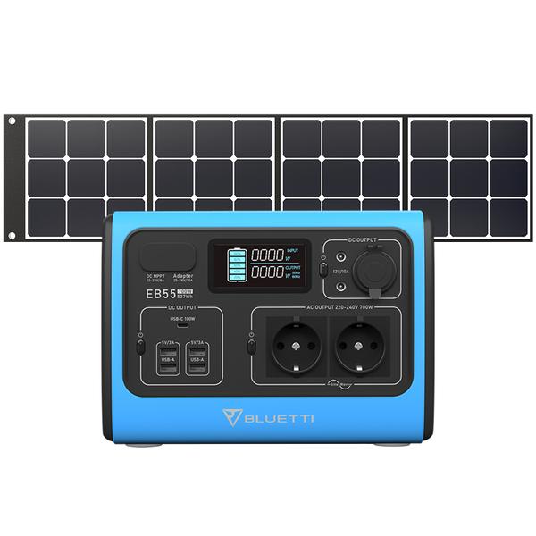 

BLUETTI EB55 Portable Power Station 700W/537Wh Solar Generator + 1PCS SP120 120W Solar Panel - Blue