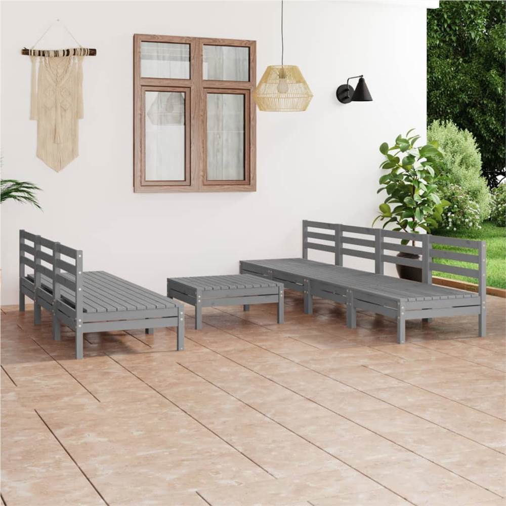 

8 Piece Garden Lounge Set Grey Solid Pinewood