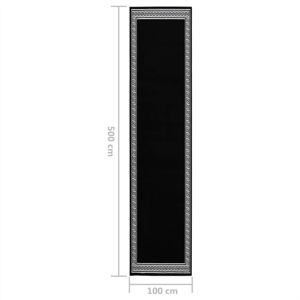 Runner Rug BCF Black with Motif 100x500 cm