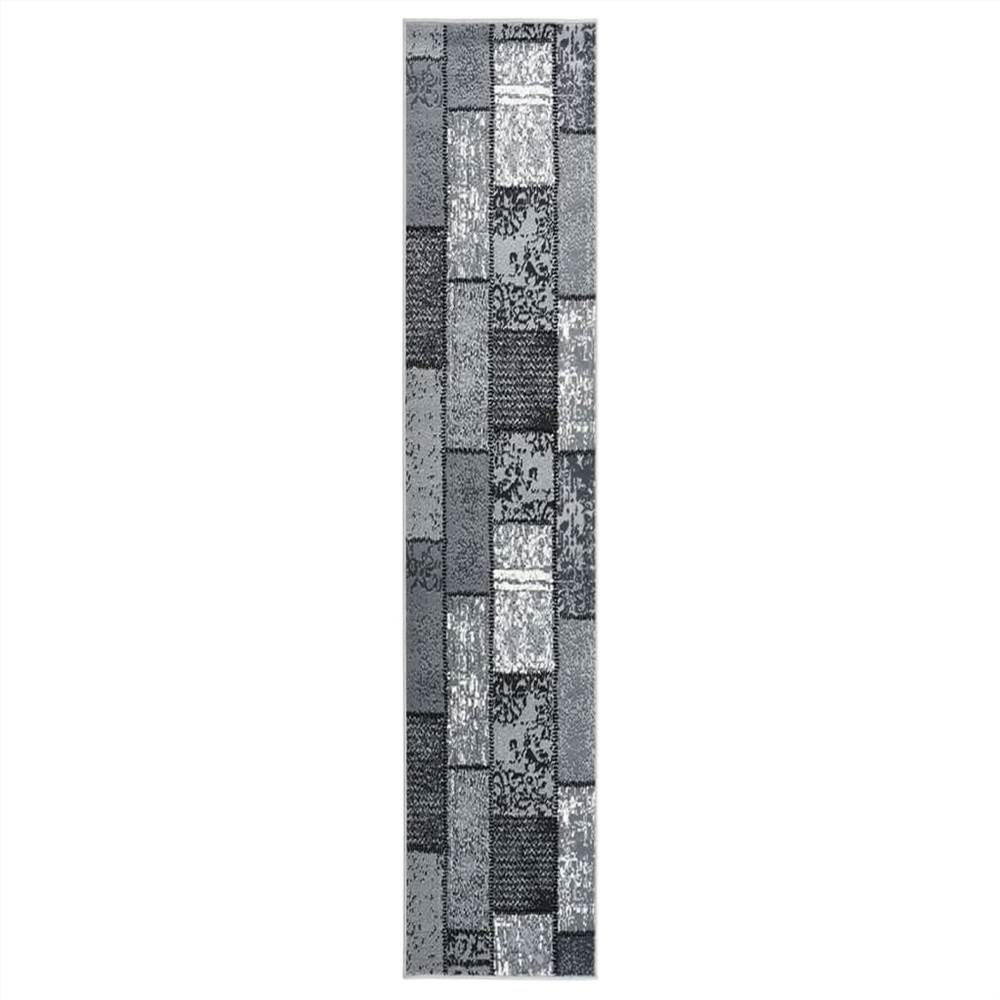 Alfombra de corredor BCF gris con motivo de bloques 80x500 cm
