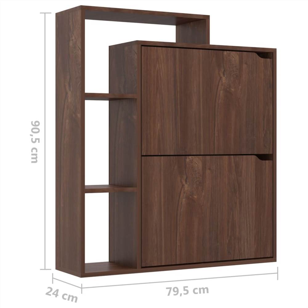 Shoe Cabinet Brown Oak 79.5x24x90.5 cm Chipboard