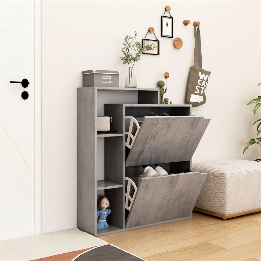 

Shoe Cabinet Concrete 79.5x24x90.5 cm Chipboard