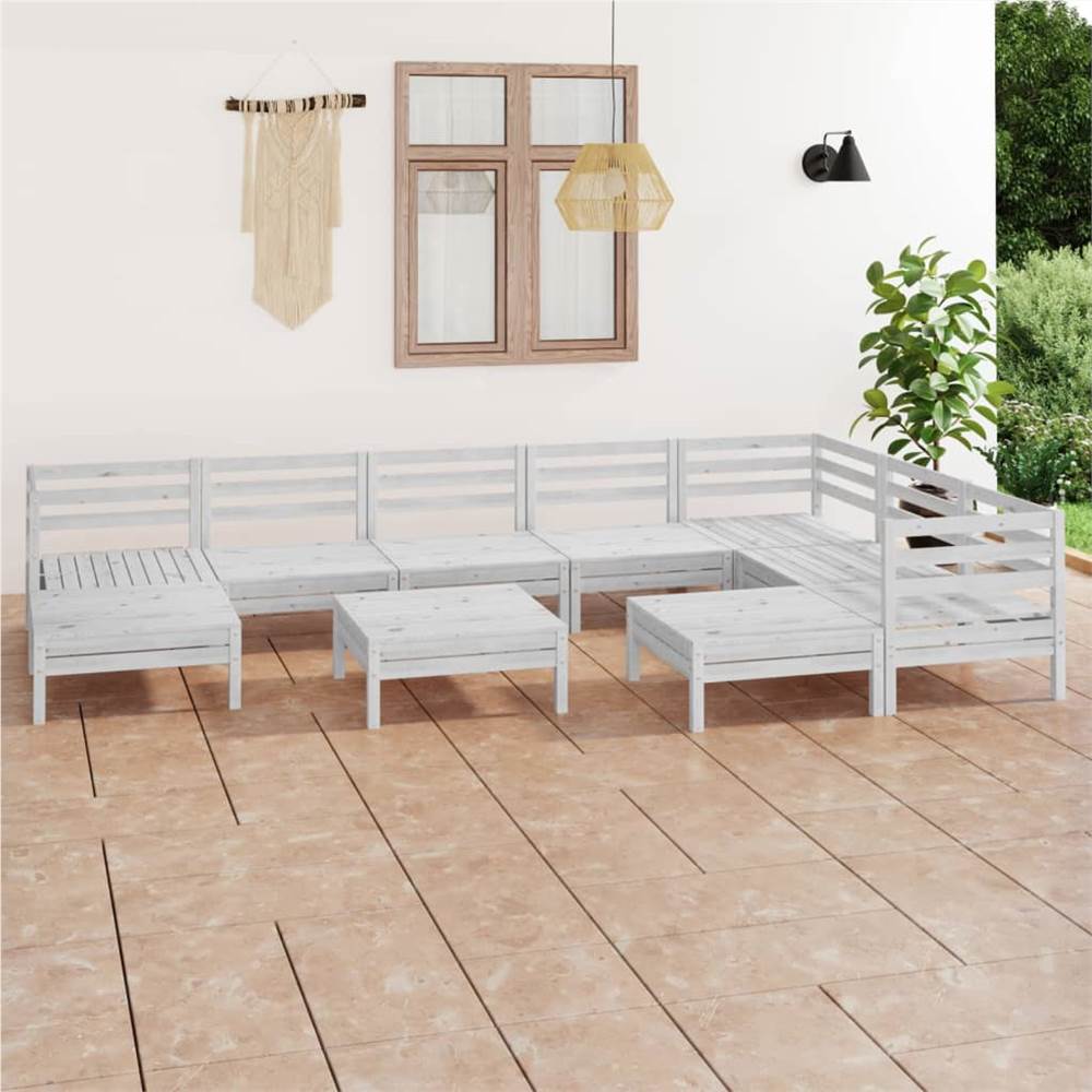 

10 Piece Garden Lounge Set Solid Pinewood White