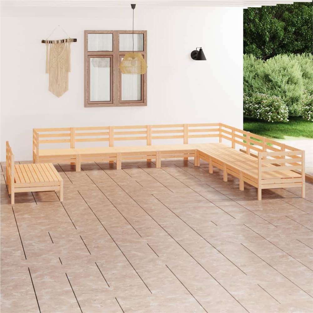 

11 Piece Garden Lounge Set Solid Pinewood