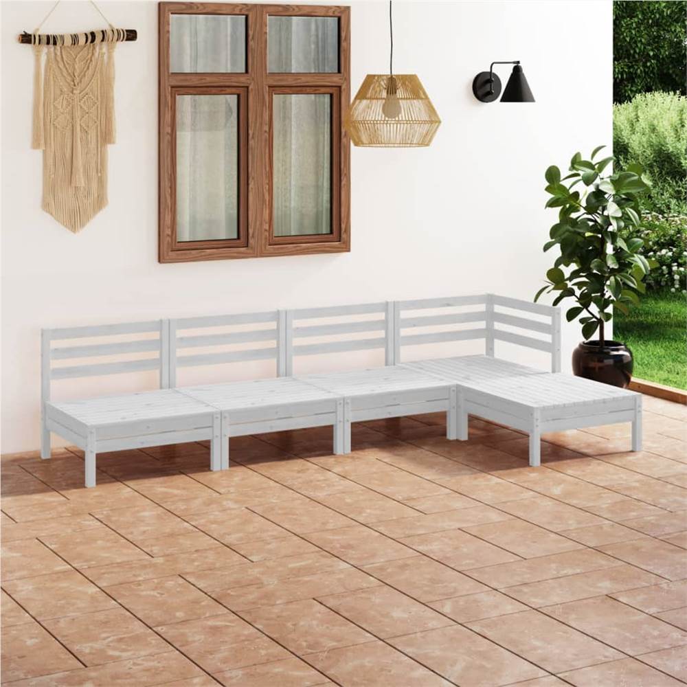 

5 Piece Garden Lounge Set Solid Pinewood White