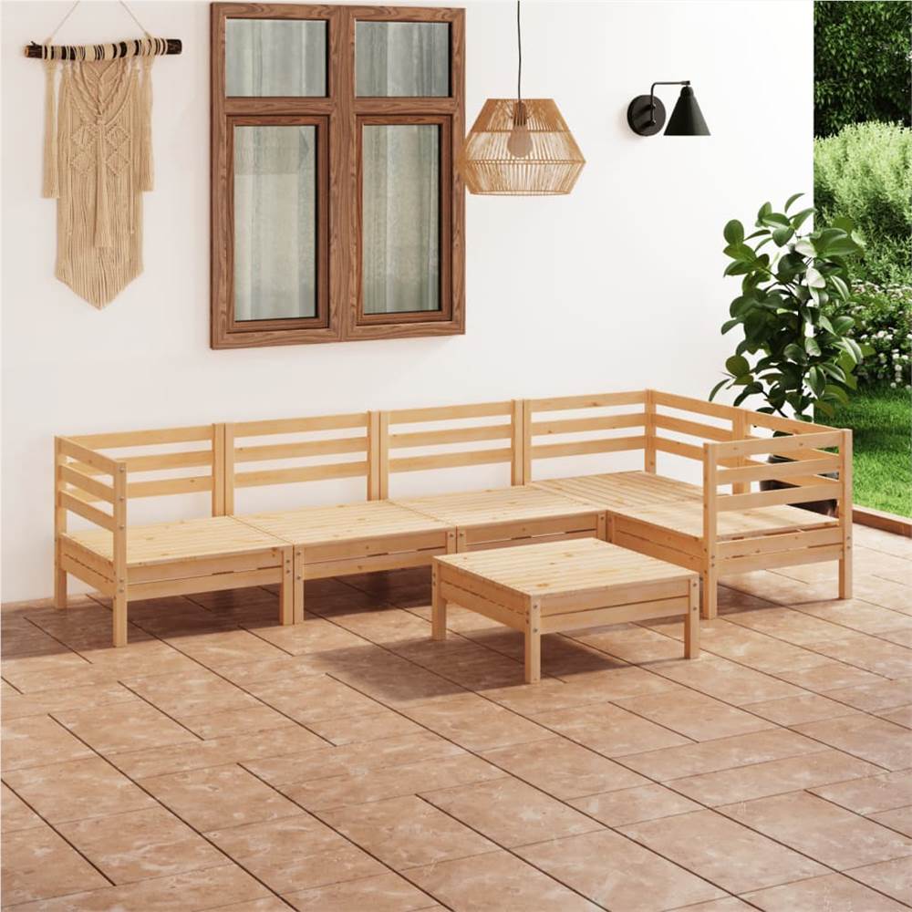 

6 Piece Garden Lounge Set Solid Pinewood